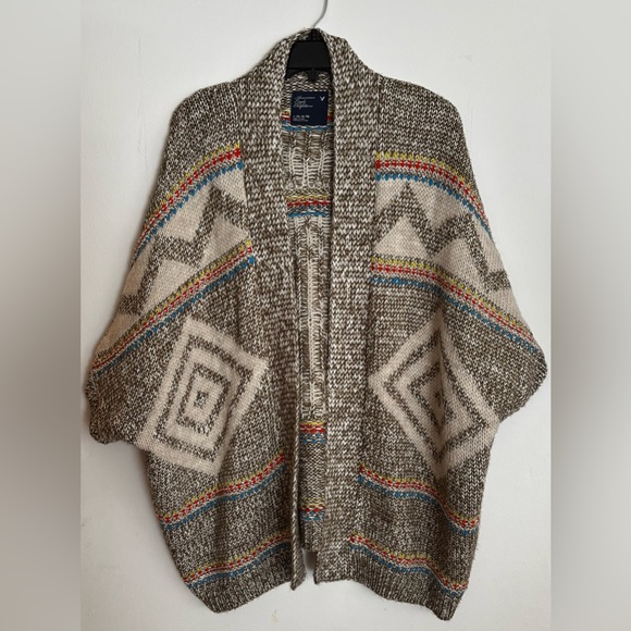 American Eagle Outfitters Sweaters - American Eagle Sweater Alpaca Wool Blend Brown with Blue Yellow Orange Stripes